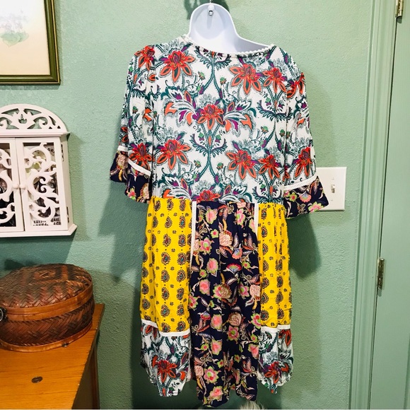 Anthropologie Lilka Trapeze Patchwork Dress Floral S Free People Sz S - Picture 8 of 10
